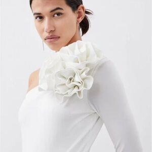 Karen Millen White Asymmetrical Embellished Bodysuit